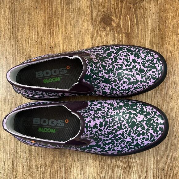 BOGS Women's Patch Slip-on-Spotty Rain Shoe in Burgundy Multi - Picture 8 of 11